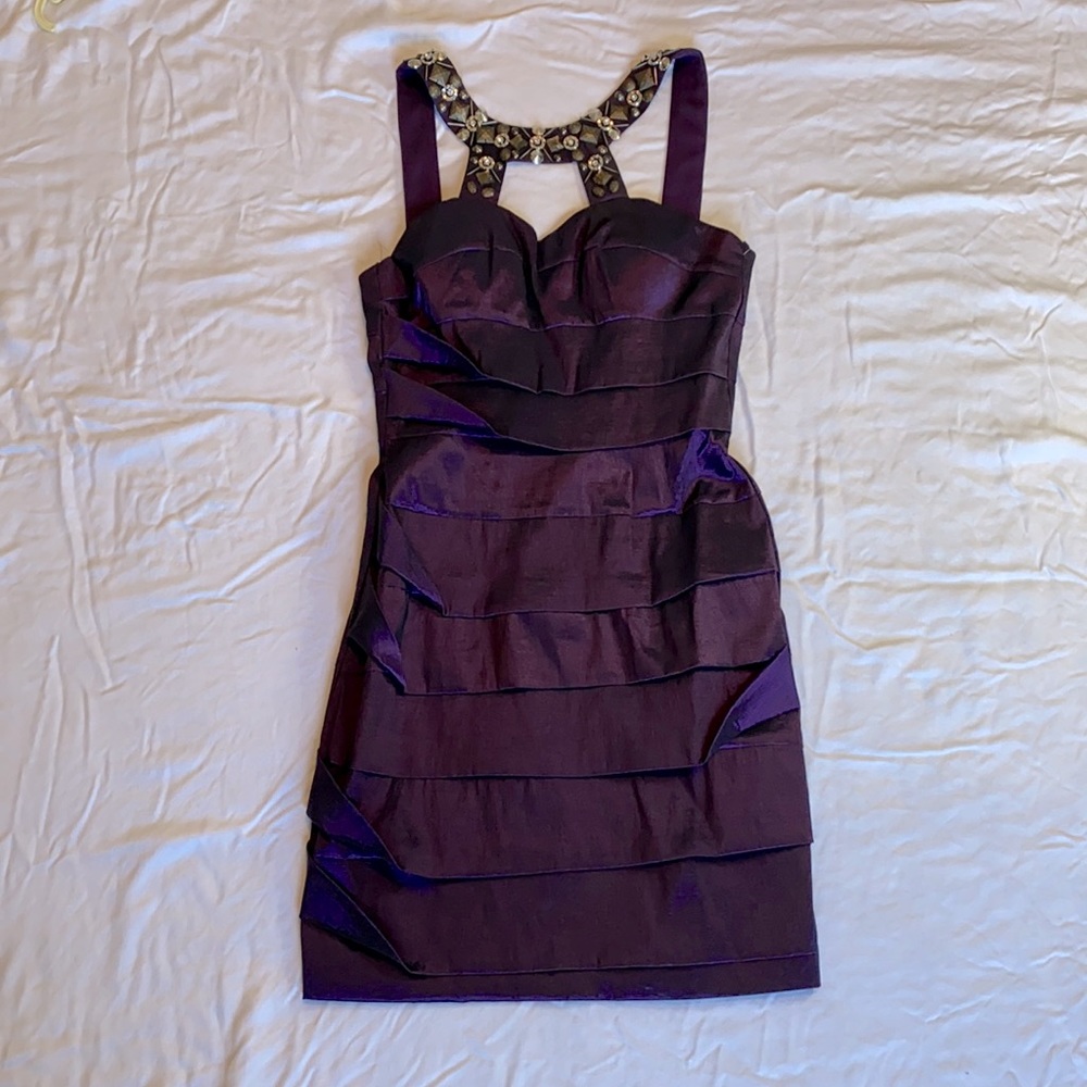 Morgan & Co Purple cocktail dress with stud accent